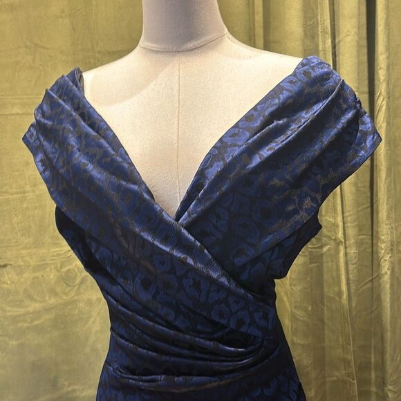 Talbot Runhof royal blue leopard print dress, US14 - Picture 5 of 11
